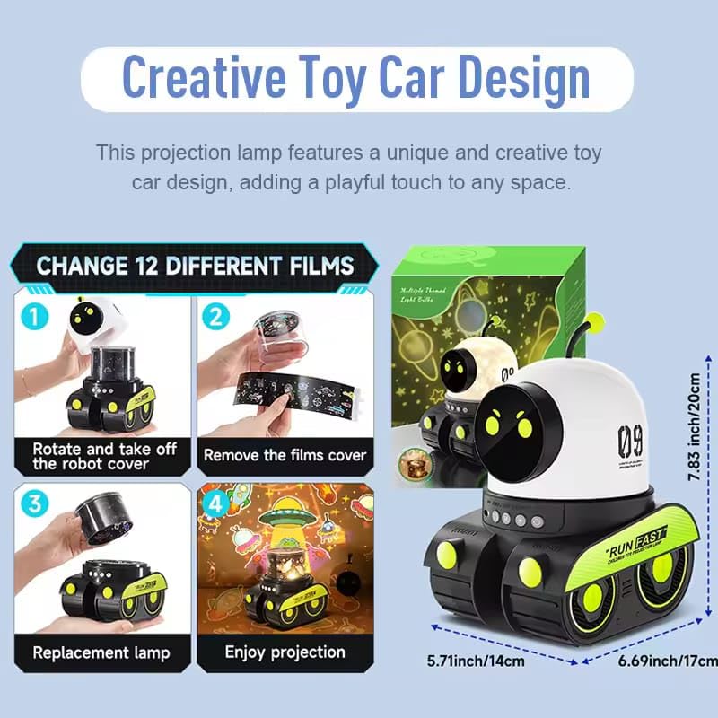 SOVAANA® Christmas Robot Star Projector — 360° Rotating Night-Sky Lamp with Music ( Now on Limited Time Sale!)