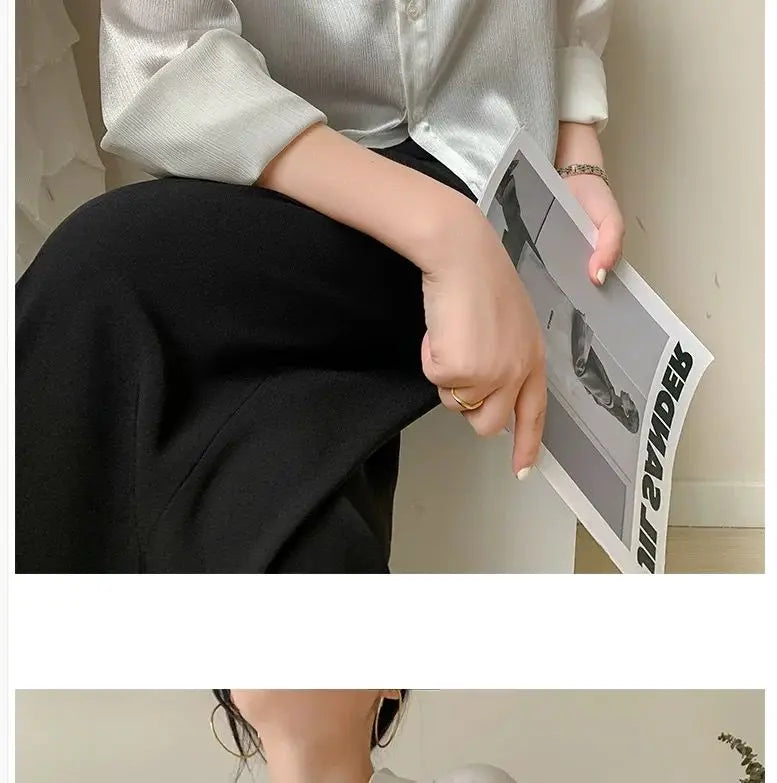 Silk Shirt Vintage Blouse Spring 2025 Womens Clothing Women Sheer Top Women Longsleeve Dress Shirt Woman Overshirt