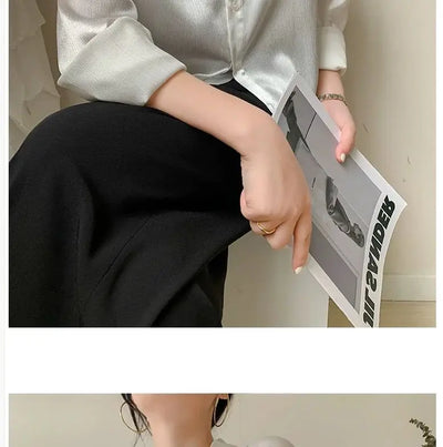 Silk Shirt Vintage Blouse Spring 2025 Womens Clothing Women Sheer Top Women Longsleeve Dress Shirt Woman Overshirt