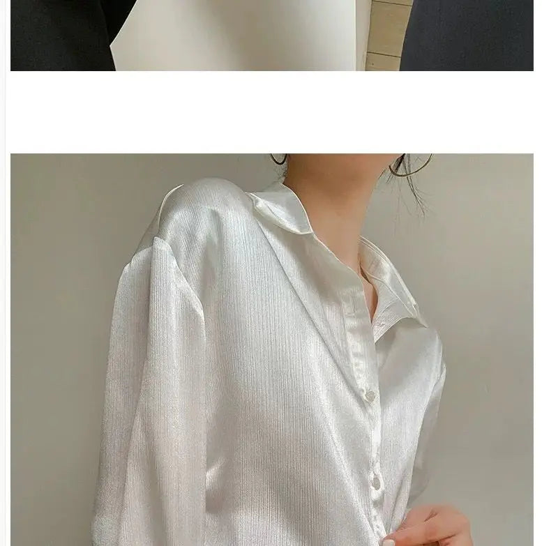 Silk Shirt Vintage Blouse Spring 2025 Womens Clothing Women Sheer Top Women Longsleeve Dress Shirt Woman Overshirt