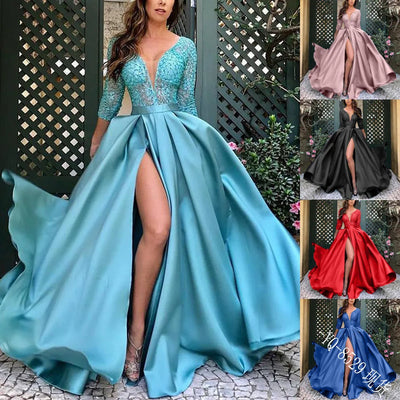 Women's Elegant Evening Party Dresses Luxury Fashionable Long Dresses Trailing Evening Dresses Solid Color Floor-Length Dresses
