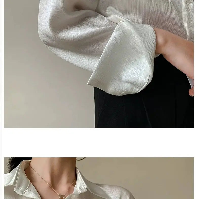 Silk Shirt Vintage Blouse Spring 2025 Womens Clothing Women Sheer Top Women Longsleeve Dress Shirt Woman Overshirt