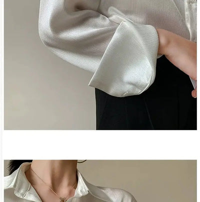 Silk Shirt Vintage Blouse Spring 2025 Womens Clothing Women Sheer Top Women Longsleeve Dress Shirt Woman Overshirt