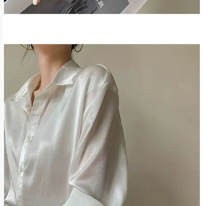 Silk Shirt Vintage Blouse Spring 2025 Womens Clothing Women Sheer Top Women Longsleeve Dress Shirt Woman Overshirt