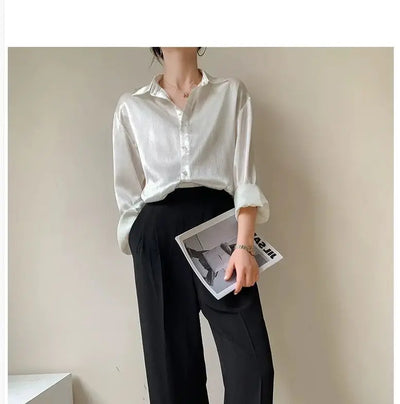 Silk Shirt Vintage Blouse Spring 2025 Womens Clothing Women Sheer Top Women Longsleeve Dress Shirt Woman Overshirt