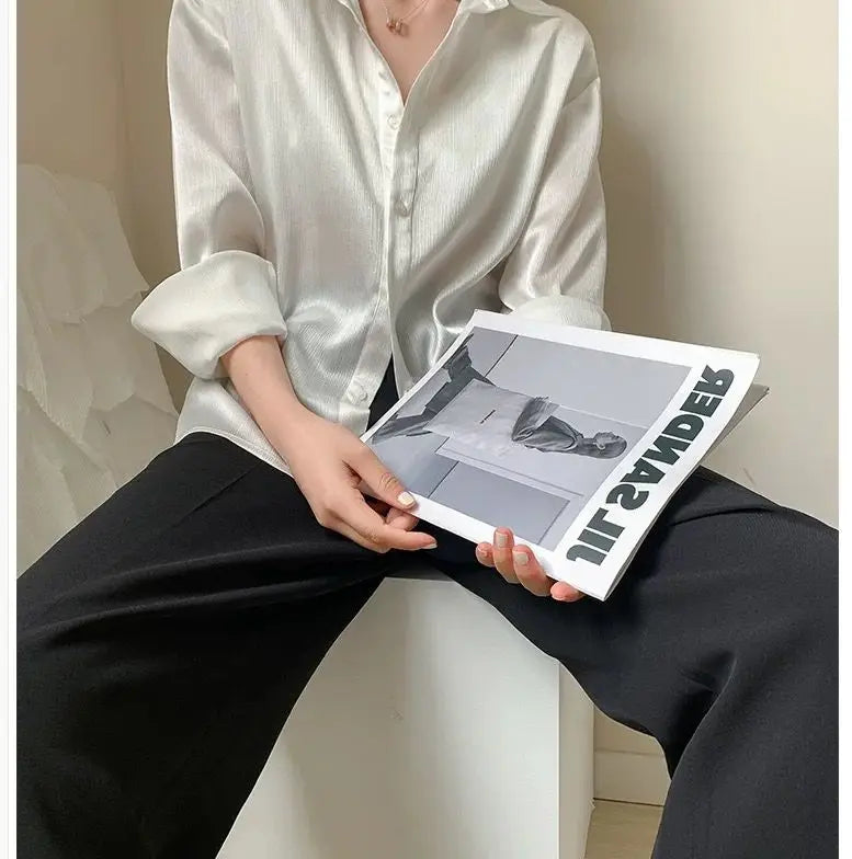 Silk Shirt Vintage Blouse Spring 2025 Womens Clothing Women Sheer Top Women Longsleeve Dress Shirt Woman Overshirt