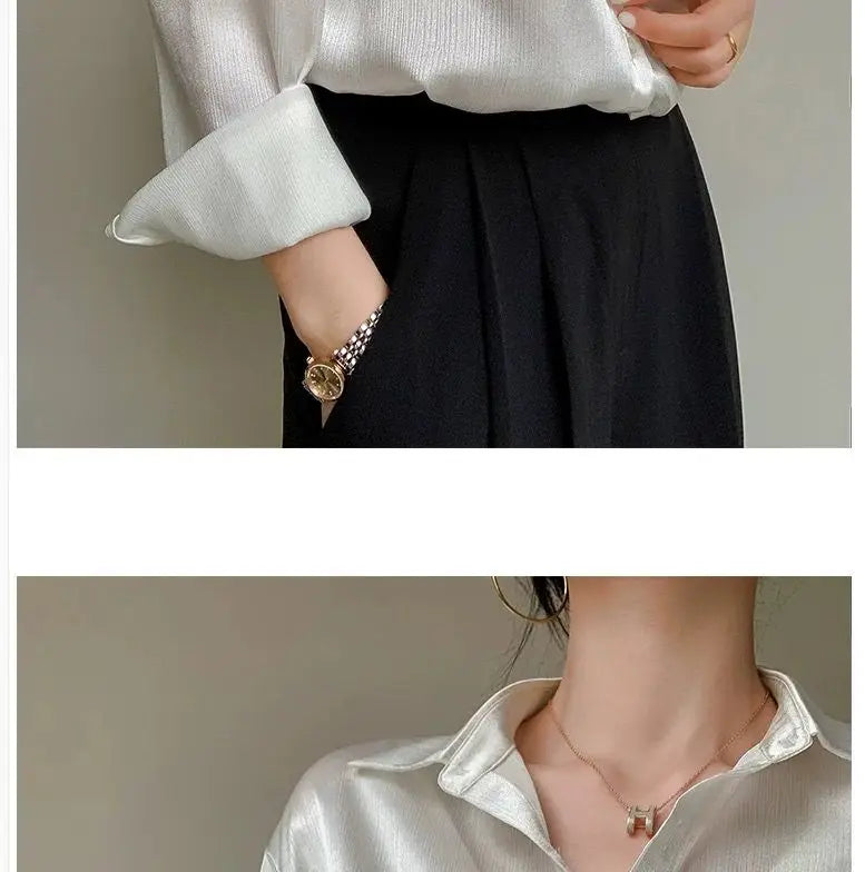 Silk Shirt Vintage Blouse Spring 2025 Womens Clothing Women Sheer Top Women Longsleeve Dress Shirt Woman Overshirt