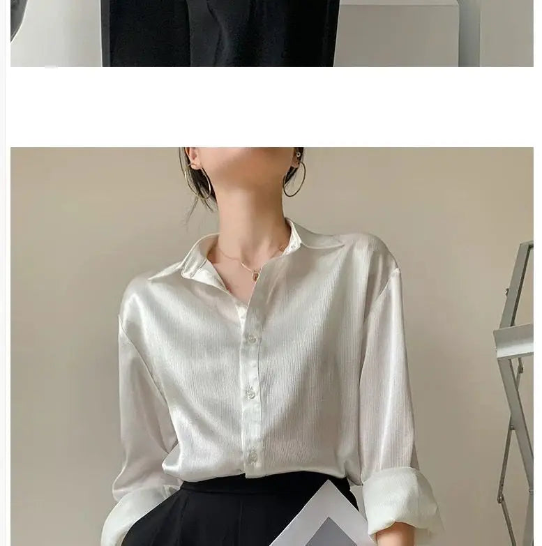 Silk Shirt Vintage Blouse Spring 2025 Womens Clothing Women Sheer Top Women Longsleeve Dress Shirt Woman Overshirt