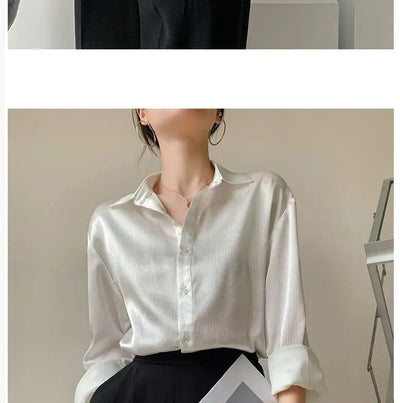 Silk Shirt Vintage Blouse Spring 2025 Womens Clothing Women Sheer Top Women Longsleeve Dress Shirt Woman Overshirt