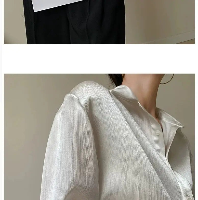 Silk Shirt Vintage Blouse Spring 2025 Womens Clothing Women Sheer Top Women Longsleeve Dress Shirt Woman Overshirt