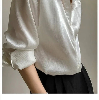 Silk Shirt Vintage Blouse Spring 2025 Womens Clothing Women Sheer Top Women Longsleeve Dress Shirt Woman Overshirt