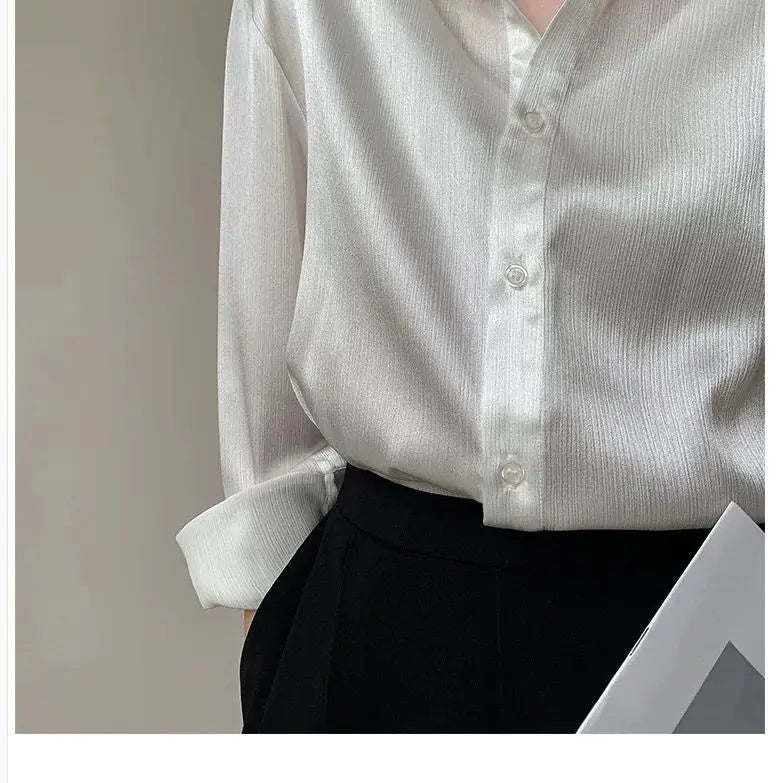 Silk Shirt Vintage Blouse Spring 2025 Womens Clothing Women Sheer Top Women Longsleeve Dress Shirt Woman Overshirt