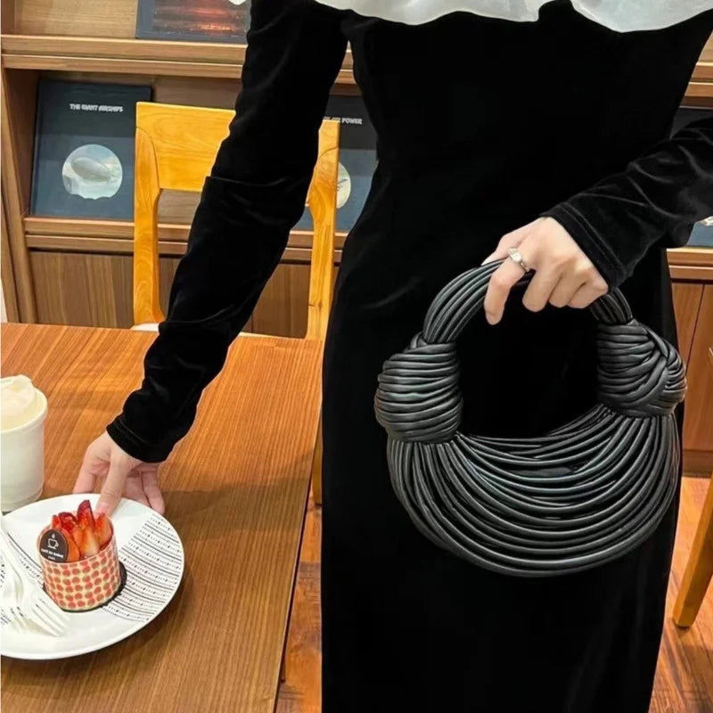 Handbags for Women New Gold Luxury Designer Brand Handwoven Noodle Bags Rope Knotted Pulled Hobo Silver Evening Clutch Chic