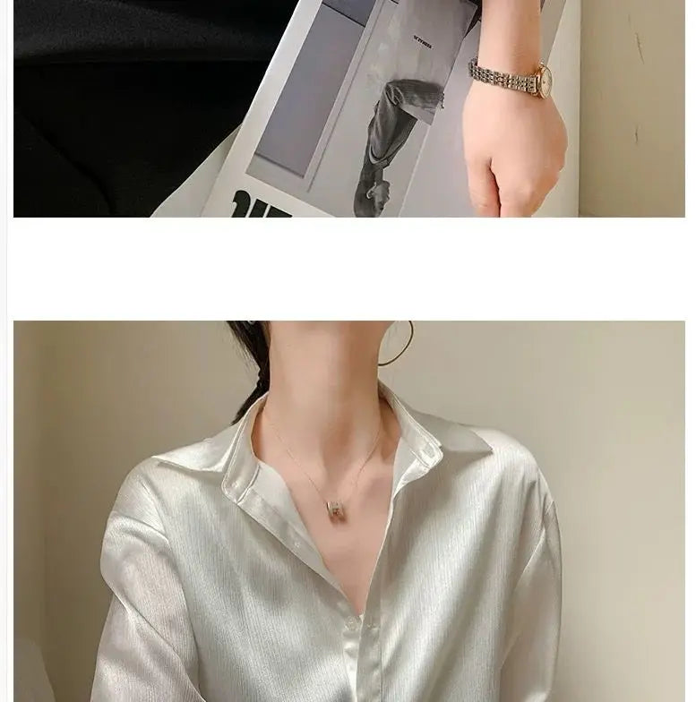 Silk Shirt Vintage Blouse Spring 2025 Womens Clothing Women Sheer Top Women Longsleeve Dress Shirt Woman Overshirt