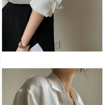 Silk Shirt Vintage Blouse Spring 2025 Womens Clothing Women Sheer Top Women Longsleeve Dress Shirt Woman Overshirt