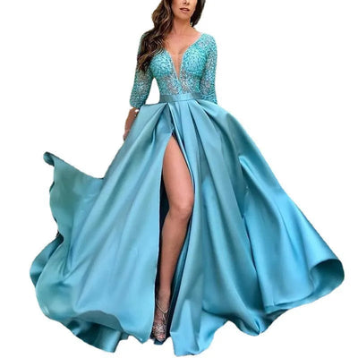 Women's Elegant Evening Party Dresses Luxury Fashionable Long Dresses Trailing Evening Dresses Solid Color Floor-Length Dresses