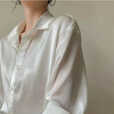 Silk Shirt Vintage Blouse Spring 2025 Womens Clothing Women Sheer Top Women Longsleeve Dress Shirt Woman Overshirt