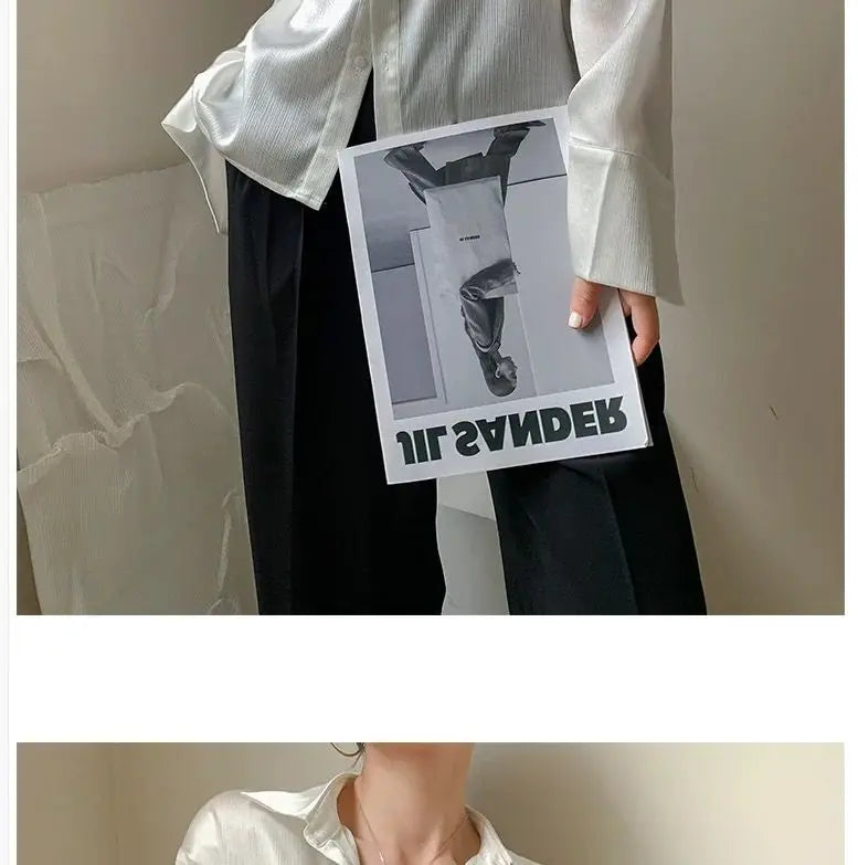 Silk Shirt Vintage Blouse Spring 2025 Womens Clothing Women Sheer Top Women Longsleeve Dress Shirt Woman Overshirt