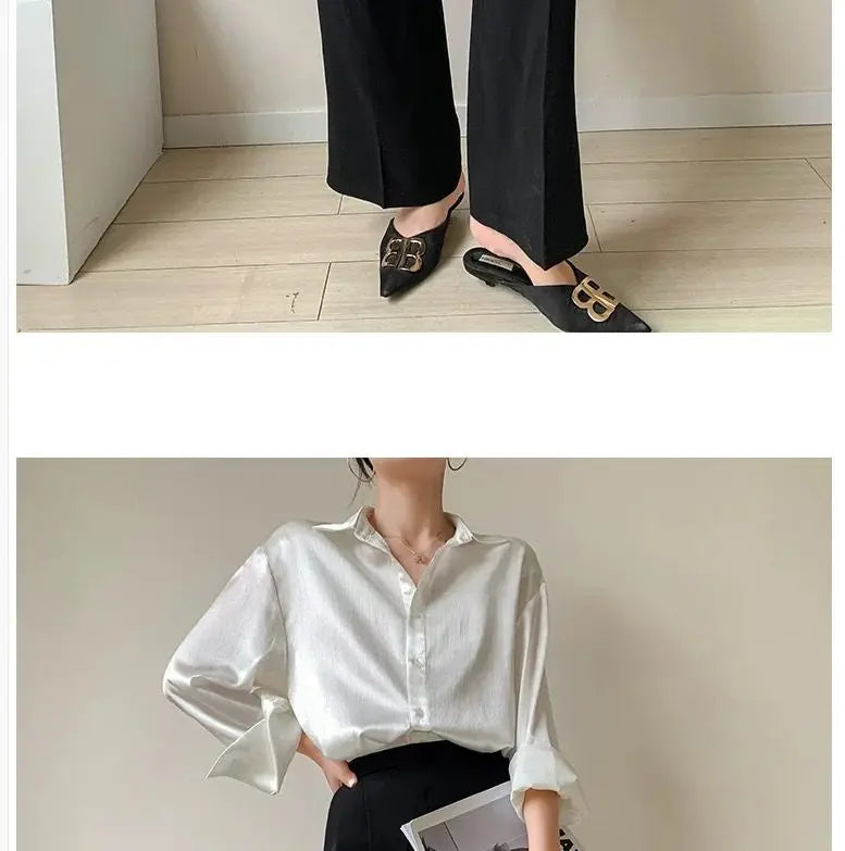 Silk Shirt Vintage Blouse Spring 2025 Womens Clothing Women Sheer Top Women Longsleeve Dress Shirt Woman Overshirt