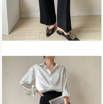 Silk Shirt Vintage Blouse Spring 2025 Womens Clothing Women Sheer Top Women Longsleeve Dress Shirt Woman Overshirt