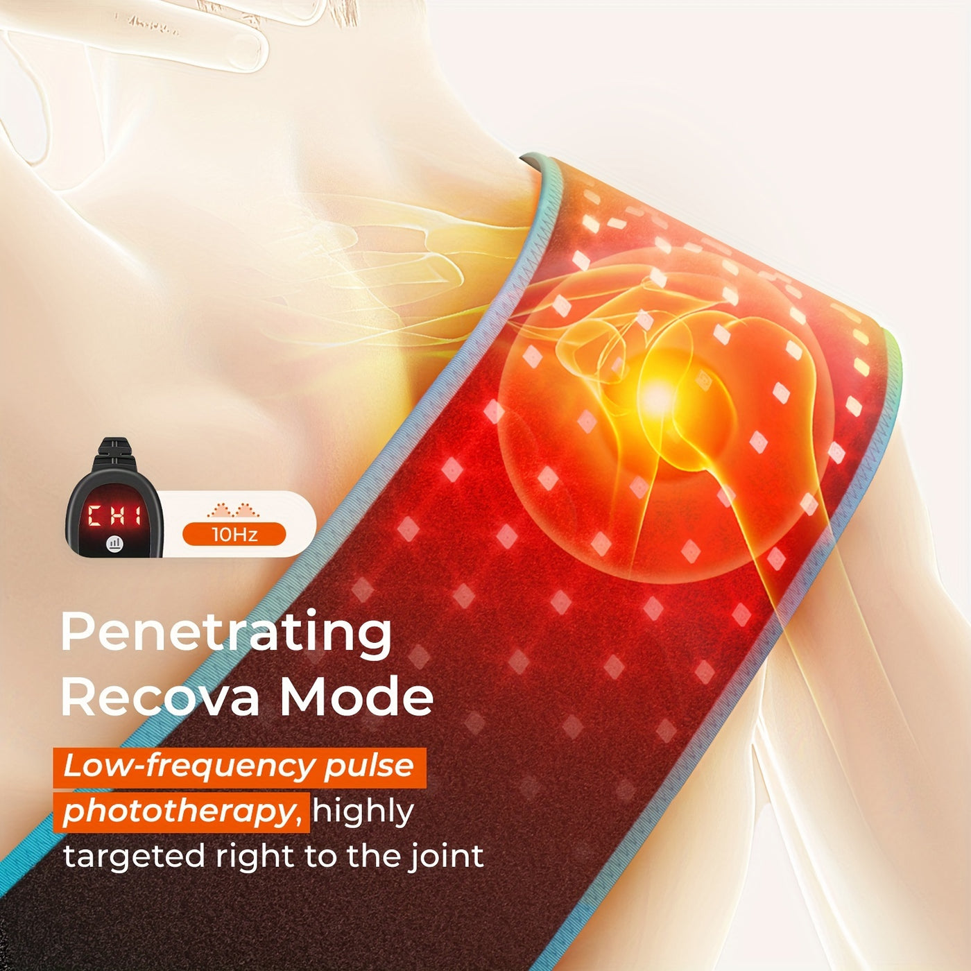 100 LED Red & Infrared Light Relaxation Massage Belt for Muscle Relaxation and Recovery, Adjustable Brightness (5 Levels), Timer Function (0-30 Min), USB Powered, Black with Blue Accents, Ideal for Waist, Back, and Full Body Relie